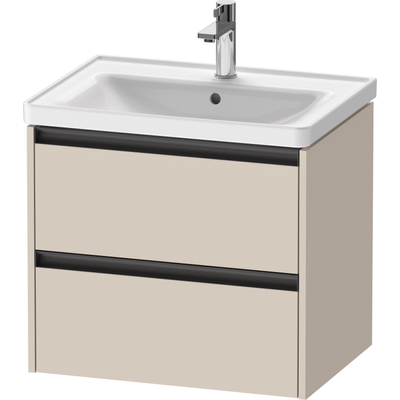 Duravit Ketho.2 Wastafelonderbouwkast - met 2 laden - 63.4x45.5x54.9cm - met grepen antraciet - taupe supermat