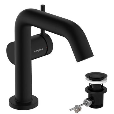 Hansgrohe Tecturis s Eengreeps wastafelkraan - 110 Fine - coolstart - met PopUp - trekwaste - mat zwart