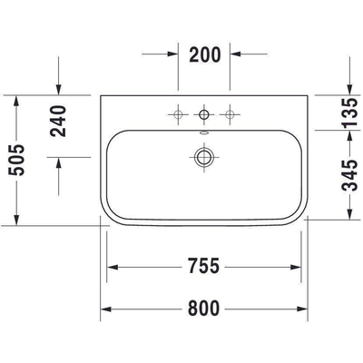 Duravit HappyD 2 lavabo pour meuble meulé avec trop-plein avec 1 trou de robinetterie 80x50,5cm avec WonderGliss blanc