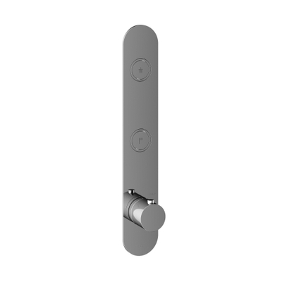 Hotbath Cobber Afbouwdeel inbouwthermostaat - met 2 pushbuttons verticale plaatsing - hoogglans chroom