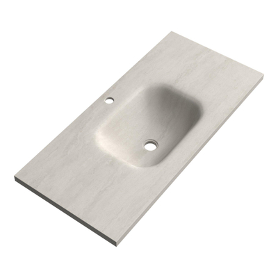 BRAUER Dune Medium Wastafel - 100cm - 1 wasbak - 0 kraangaten - sintered stone - Ivory Travertin