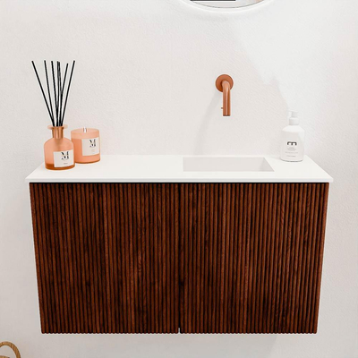 Mondiaz JOYA 70cm meuble de toilette - couleur Ruby - Lavabo FAYE position Droite Sans trou de robinet couleur Talc.