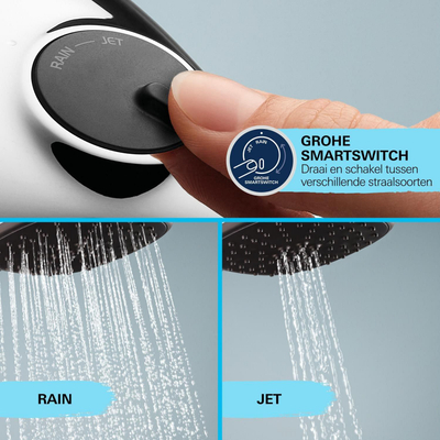 GROHE Vitalio QuickFix Ensemble de douchette à main - Ø11cm - 2 types de jet - 8,0/min - avec support - avec flexible - 175cm - chrome