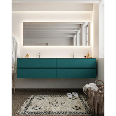 Mondiaz VICA ensemble de meuble de salle de bain - 200cm - meuble sous-vasque smag - 4 tiroirs - lavabo cloud double - 2 trous de robinet - version XL 60cm de haut