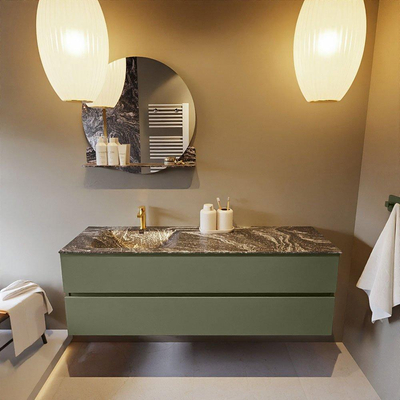 Mondiaz VICA-DLUX ensemble de meuble de salle de bain - 150cm - meuble sous-vasque armée - 2 tiroirs - lavabo encastré nuage gauche - 1 trou de robinet - version haute de 60cm - lave