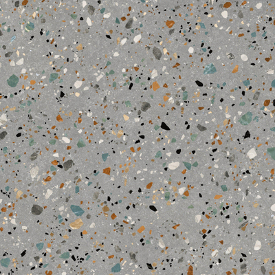 SAMPLE Prissmacer Cerámica Gobi Grigio Carrelage de sol et mural rectifié Terrazzo Mat Gris