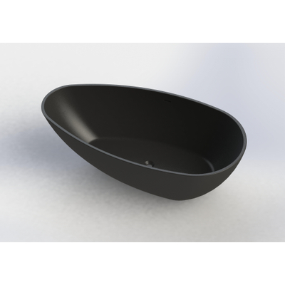 Arcqua Lima baignoire îlot 170x86x54cm marbre coulé noir mat