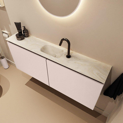 MONDIAZ TURE-DLUX meuble WC 120cm Rosee. EDEN lavabo Ostra position milieu. Avec 1 trou de robinet.