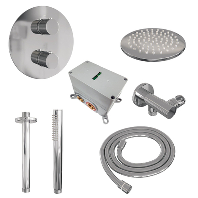 BRAUER Chrome Carving inbouw regendoucheset – Ø20 cm hoofddouche – 30 cm plafondbuis – staafhanddouche – vaste douchehouder