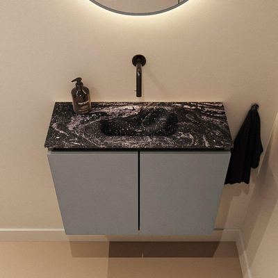 MONDIAZ TURE-DLUX 60cm toiletmeubel Smoke. EDEN wastafel Lava positie midden. Zonder kraangat.