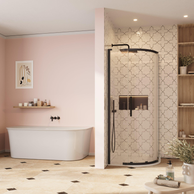 Crosswater Asura Porte de douche quart de cercle - 8mm - 90x90cm - noir mat