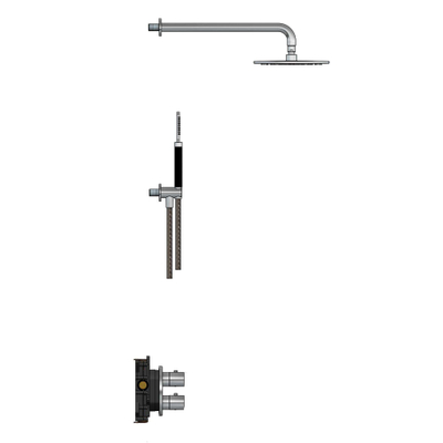 Hotbath Archie IBS30A Ensemble de douche encastré - pomme de douche ronde - 2 fonctions - pomme de douche 20cm - douchette ronde - inox