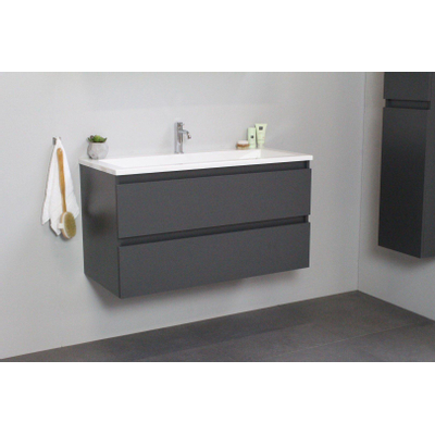 Basic Bella Meuble avec lavabo acrylique avec 1 trou de robinet 100x55x46cm Flat Pack Anthracite mat