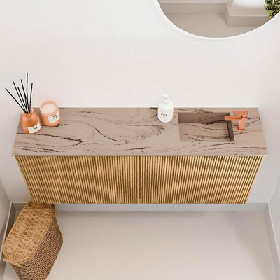 Mondiaz JOYA-DLUX 100cm toiletmeubel - kleur Oak - Wastafel FAYE positie Rechts 1 kraangat kleur Arena.