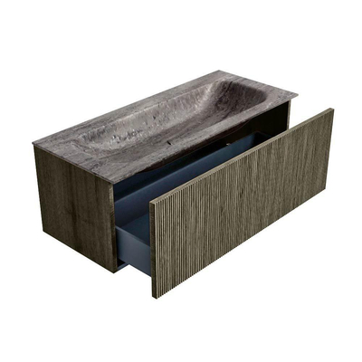 MONDIAZ KURVE-DLUX 110cm badmeubel kleur Shadow met 1 lade en 0 deuren. Wastafel BIG MEDIUM Midden 1 kraangat Oza.