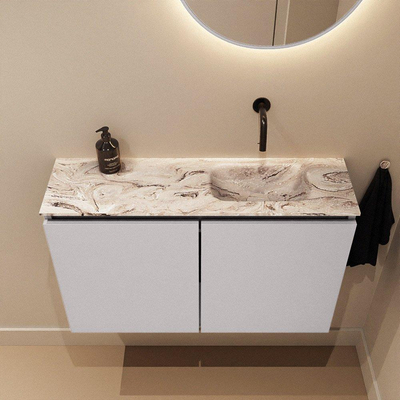 MONDIAZ TURE-DLUX 80cm toiletmeubel Cale. EDEN wastafel Glace positie rechts. Zonder kraangat.