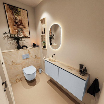 MONDIAZ TURE-DLUX 120cm toiletmeubel Clay. EDEN wastafel Frappe positie links. Zonder kraangat.