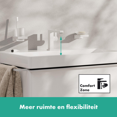 Hansgrohe Tecturis E 1 greeps wastafelkraan - 110 Fine - coolstart - met pop up-waste set - mat wit