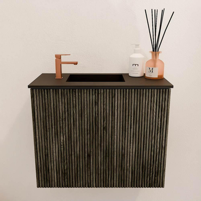 Mondiaz JOYA 50cm toiletmeubel - kleur Shadow - Wastafel FAYE positie Links 1 kraangat kleur Urban.