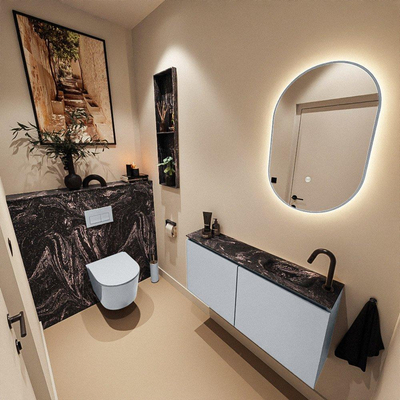 MONDIAZ TURE-DLUX Meuble WC 100 cm Clay. Lavabo EDEN Lava position à droite. Avec 1 trou de robinet.