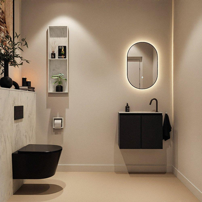 MONDIAZ TURE-DLUX Meuble de toilettes 60 cm Urban. Lavabo EDEN Opalo position droite. Avec 1 trou de robinet.