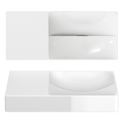 Clou Vale Lave-main 45x19x7cm avec trou de robinet perçable gauche céramique Blanc brillant