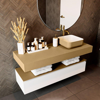 Mondiaz TOP 51 Plan sous vasque - 130x51x12cm - suspendu - solid surface - Oro