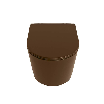 Mondiaz LAVIE hangtoilet – spoelrandloos – 36 x 53 cm – met softclose zitting – Rust (bruin)