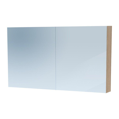 Saniclass Dual Spiegelkast - 120x70x15cm - 2 links- rechtsdraaiende spiegeldeur - MFC - legno calore