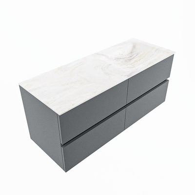 Mondiaz VICA-DLUX ensemble de meuble de salle de bain - 120cm - meuble sous-vasque plata - 4 tiroirs - lavabo encastré cloud droite - sans trous de robinet - version haute de 60cm - ostra