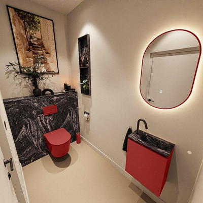 MONDIAZ TURE-DLUX 40cm toiletmeubel Fire. EDEN wastafel Lava positie rechts. Met 1 kraangat.