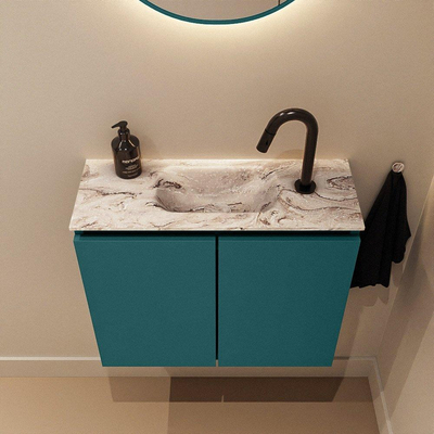 MONDIAZ TURE-DLUX Meuble toilette - 60cm - Smag - EDEN - vasque Glace - position centrale - 1 trou de robinet