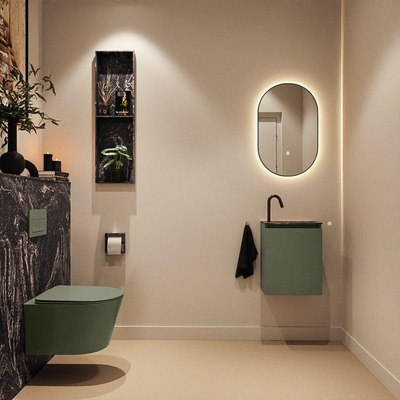 MONDIAZ TURE-DLUX Meuble de toilettes 40 cm Army. Lavabo EDEN Lava position droite. Avec 1 trou de robinet.
