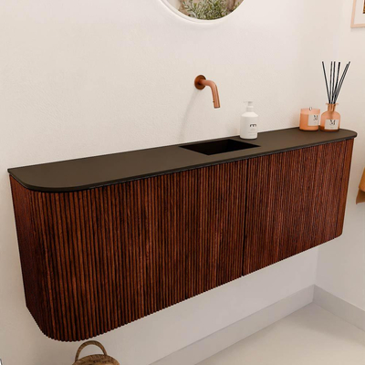 Mondiaz JOYA 123.2cm toiletmeubel - ronding links en rechts kleur Ruby - Wastafel FAYE positie Midden Zonder kraangat kleur Urban.