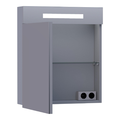 BRAUER Promise spiegelkast – 59x70x15 cm – directe LED – linksdraaiend – Grijs mat