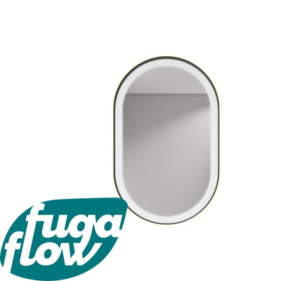 FugaFlow Eccelente Arredo spiegel badkamerspiegel - 80x50cm - ovaal - 6mm - LED verlichting - spiegel badkamerspiegelverwarming - zwart