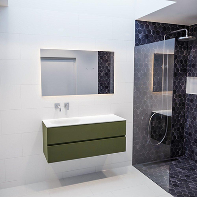 Mondiaz VICA ensemble de meuble de salle de bain - 120cm - meuble sous-vasque armée - 2 tiroirs - lavabo lune gauche - sans trou de robinet version XL 60cm de haut