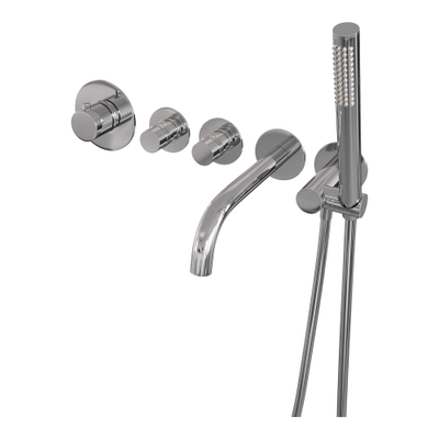 BRAUER Chrome Edition Badkraan Inbouw - douchegarnituur - 20cm uitloop - inclusief inbouwdeel - 3 gladde knoppen - handdouche staaf 1 stand - chroom