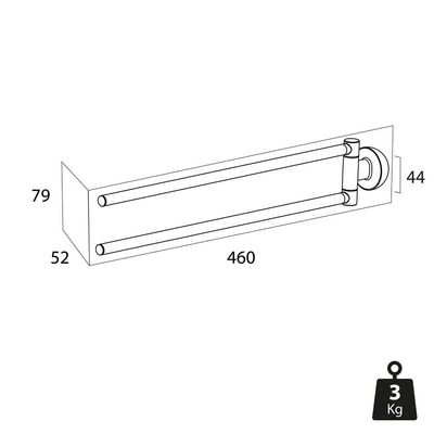 Tiger Cooper Porte-serviettes 2 bras Acier inoxydable brossé Noir