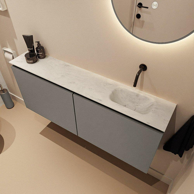 MONDIAZ TURE-DLUX Meuble WC 120cm Smoke. EDEN vasque Opalo position droite. Sans trou de robinet.