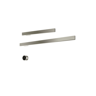 Hotbath &MORE Handdoekradiator - 80x38cm - vierkant - 2 stangen 80cm en 50cm - horizontaal - met schakelaar - geborsteld nikkel (RVS)