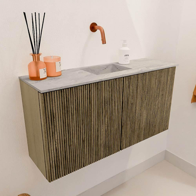 Mondiaz JOYA-DLUX 80cm meuble de toilette - couleur Dusk - Vasque FAYE position Milieu Sans trou de robinet couleur Glace.