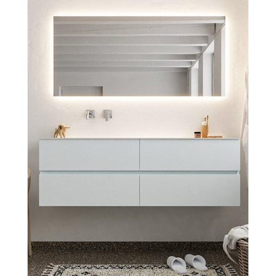 Mondiaz VICA ensemble de meuble de salle de bain - 150cm - meuble sous-vasque argile - 4 tiroirs - lavabo nuage gauche - sans trou de robinet version XL 60cm de haut