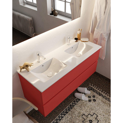 Mondiaz VICA ensemble de meuble de salle de bain - 120cm - meuble sous-vasque fire - 2 tiroirs - lavabo denia double - 2 trous de robinet - miroir LED - version XL 60cm de haut