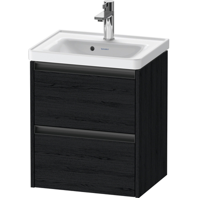 Duravit Ketho 2 Meuble sous-lavabo - 2 tiroirs - 48.4x37.5x54.9cm - poignées anthracite - chêne noir mat