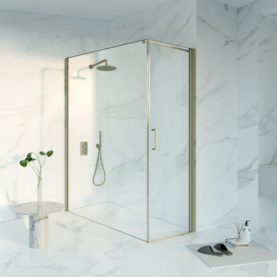 FugaFlow Eccelente Vetro Cabine de douche - 60x180x200 - Profil en verre de sécurité - anti-calcaire - Laiton brossé PVD (Or)