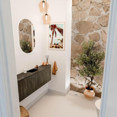 Mondiaz JOYA-DLUX 123.2cm toiletmeubel - ronding links en rechts kleur Shadow - Wastafel FAYE positie Midden 1 kraangat kleur Lava.