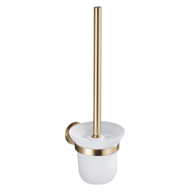Fortifura Calvi Toiletset - toiletborstelhouder - open - handdoekhaak - toiletrolhouder - zonder klep - geborsteld messing (goud)