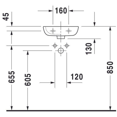 Duravit D Code fontein met kraangat links 36x27cm wit