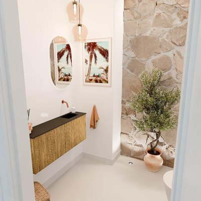 Mondiaz JOYA 100cm toiletmeubel - kleur Oak - Wastafel FAYE positie Rechts Zonder kraangat kleur Urban.